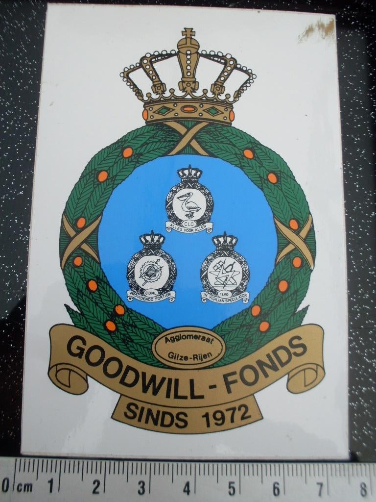 sticker goodwill fonds gilze-rijen logo embleem wapen leger, Verzenden, Zo goed als nieuw, Bedrijf of Vereniging