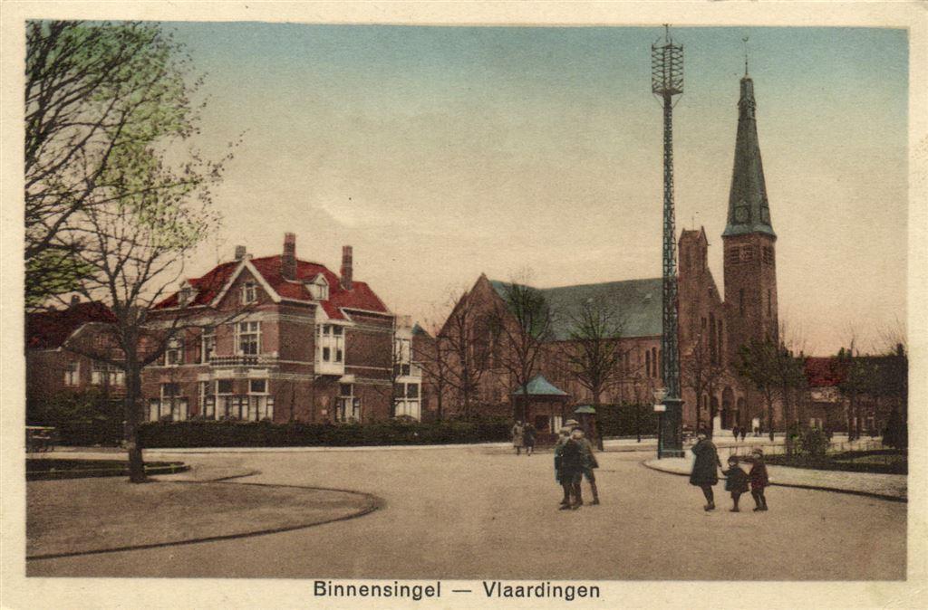Binnensingel - Vlaardingen - volk kerk - 1927 gelopen, Verzenden, Voor 1920, Gelopen, Zuid-Holland
