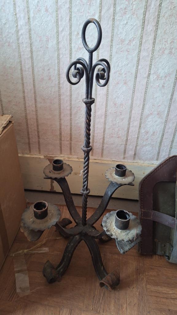 Antieke Chandelier met kaarsenhouders, Ophalen, Koper of Brons