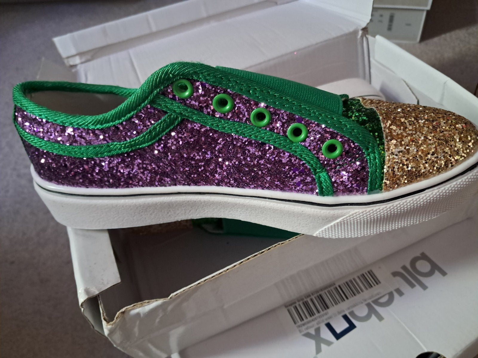 Opvallende glitter sneakers - paars, groen, goud, Overige kleuren, Nieuw, Ophalen of Verzenden, Sneakers of Gympen