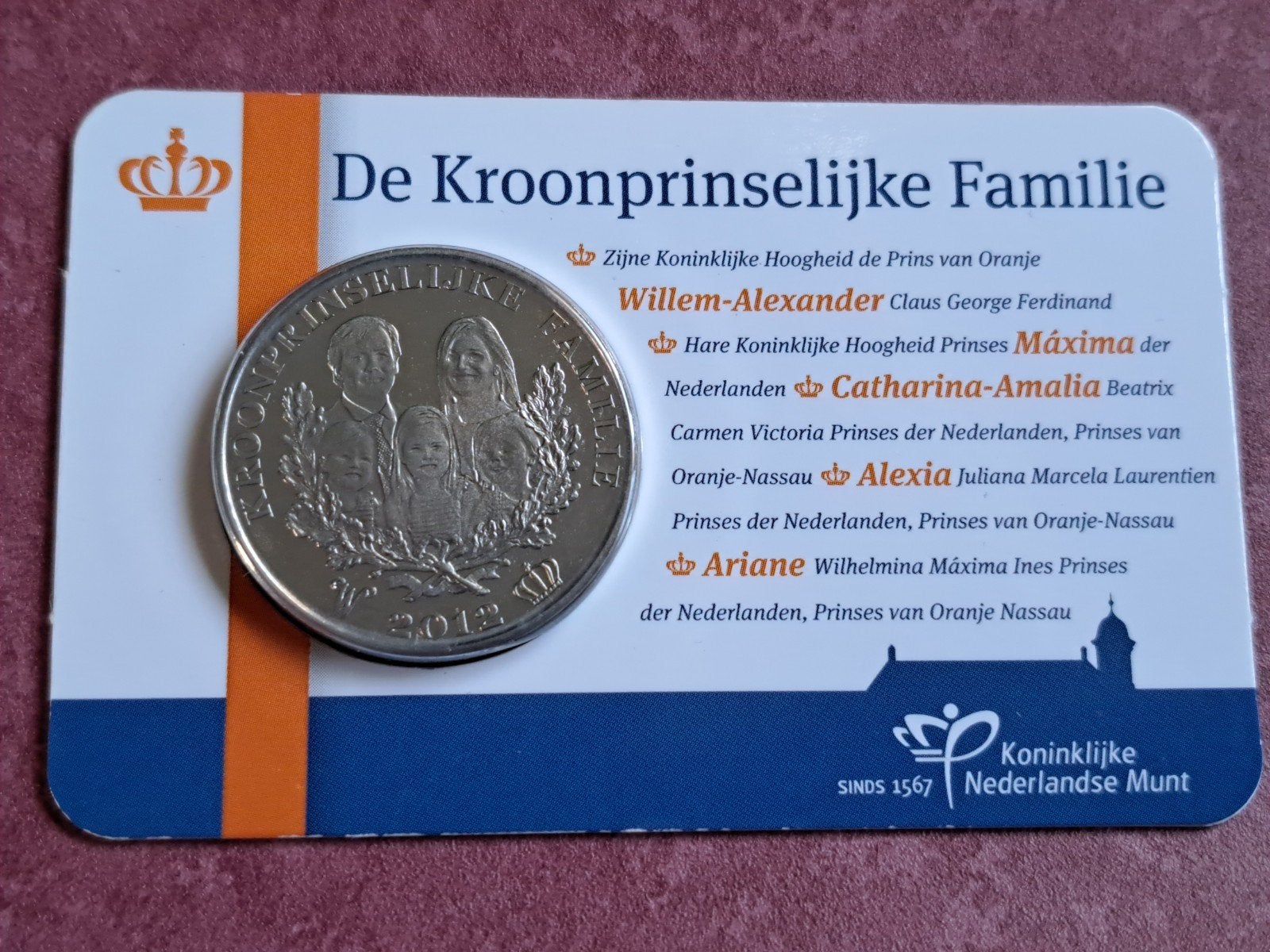 De Kroonprinselijke Familie Penning 2012 in coincard, Ophalen of Verzenden, Koningin Beatrix, Overige waardes