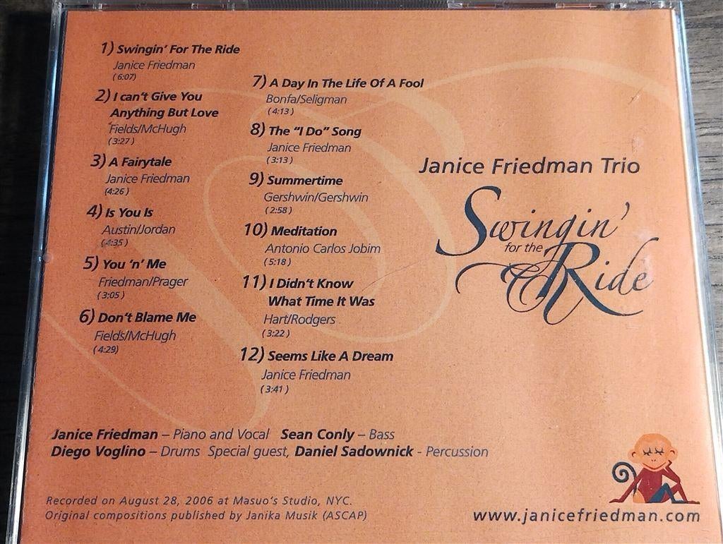 Janice Friedman Trio ‎– Swingin' For The Ride [CdR], Ophalen of Verzenden, 1980 tot heden, Zo goed als nieuw, Jazz