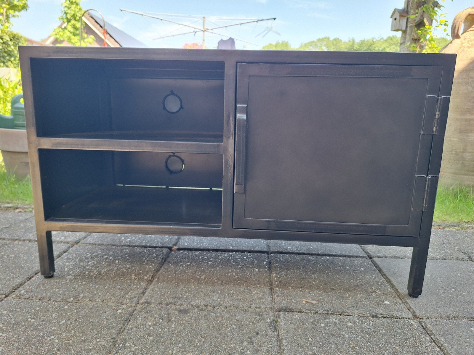 Stijlvol Zwart Metalen TV-Meubel - Modern Design, Ophalen of Verzenden
