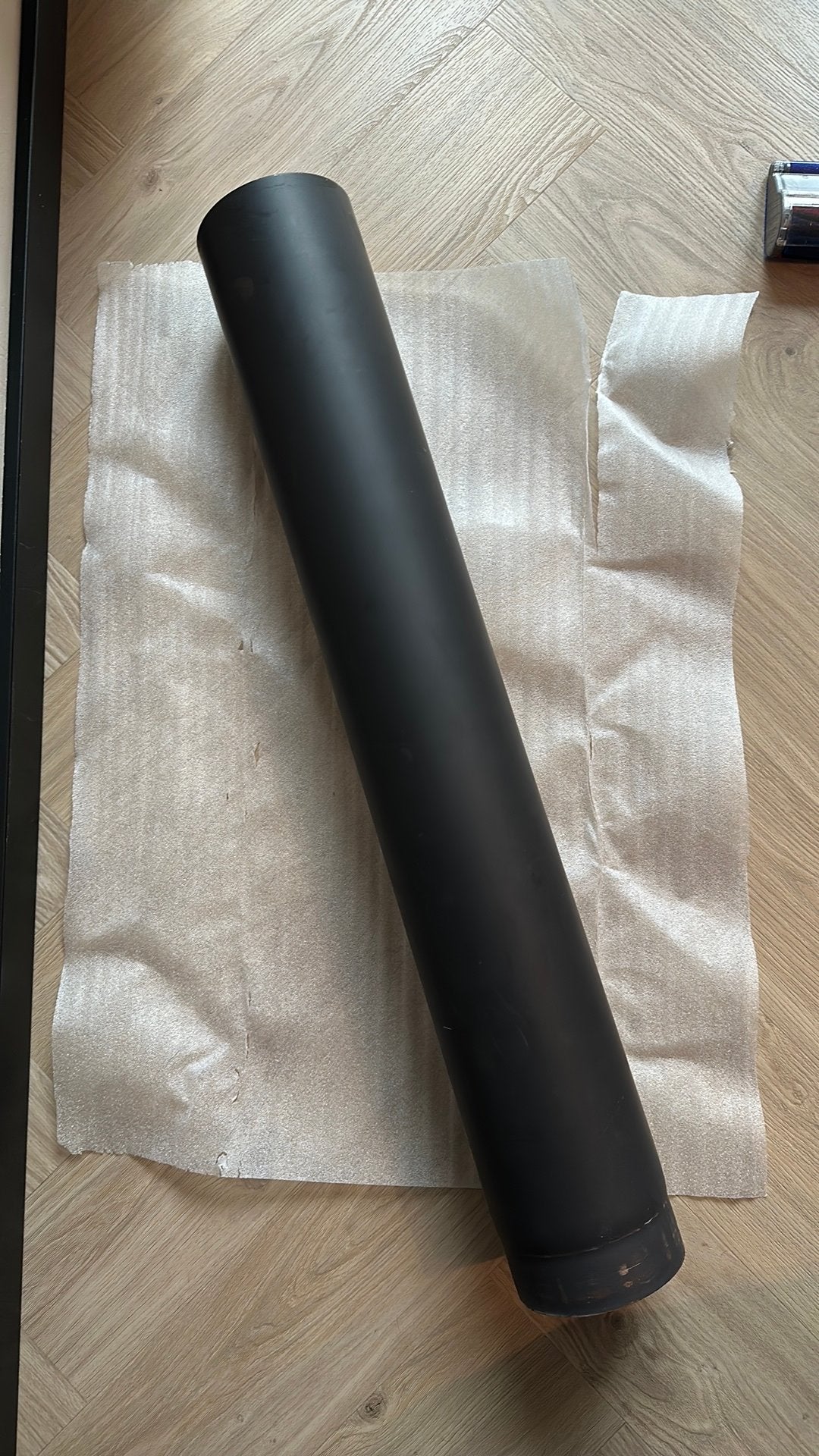Zwart kachelpijp kachelafvoer 150mm met condensring, 2mm dik, Aluminium, Ophalen of Verzenden, Zo goed als nieuw, Minder dan 2 meter