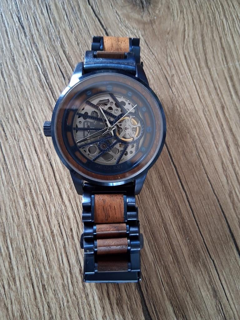 Holzkern cobalt heren horloge zo goed als nieuw, Sieraden, Tassen en Uiterlijk, Horloges | Heren, Ophalen of Verzenden, Zo goed als nieuw