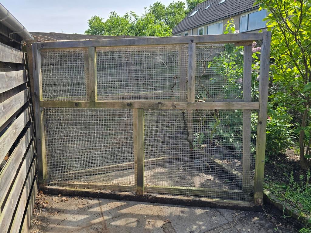 4 houten panelen met extra stevig gaas, Ophalen, 110 cm of meer, 90 cm of meer
