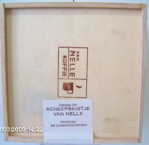 Van Nelle Scheepskistje 28 Domino Stenen reclame nieuwstaat., Ophalen of Verzenden, Nieuw, Gebruiksvoorwerp