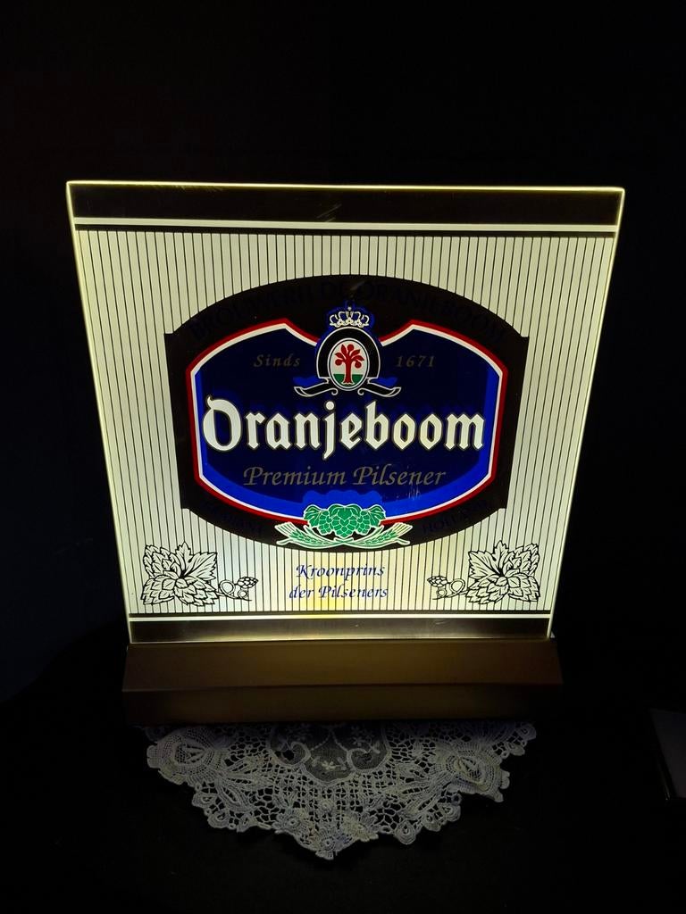 Oranjeboom Tafelmodel Lichtbak Reclamebord Vintage, Verzamelen, Merken en Reclamevoorwerpen, Ophalen, Gebruikt, Lichtbak of (neon) lamp