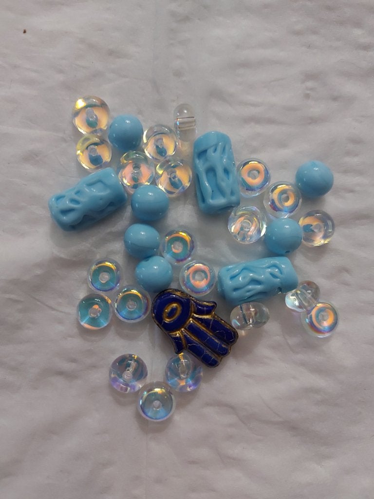 Leuke set blauw met transparante glaskralen voor armband, Verzenden, Nieuw, Kraal