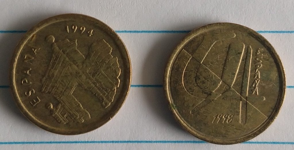 spaanse munten 1994 en 1998,   volgnr 70, Ophalen of Verzenden, Overige landen, Losse munt