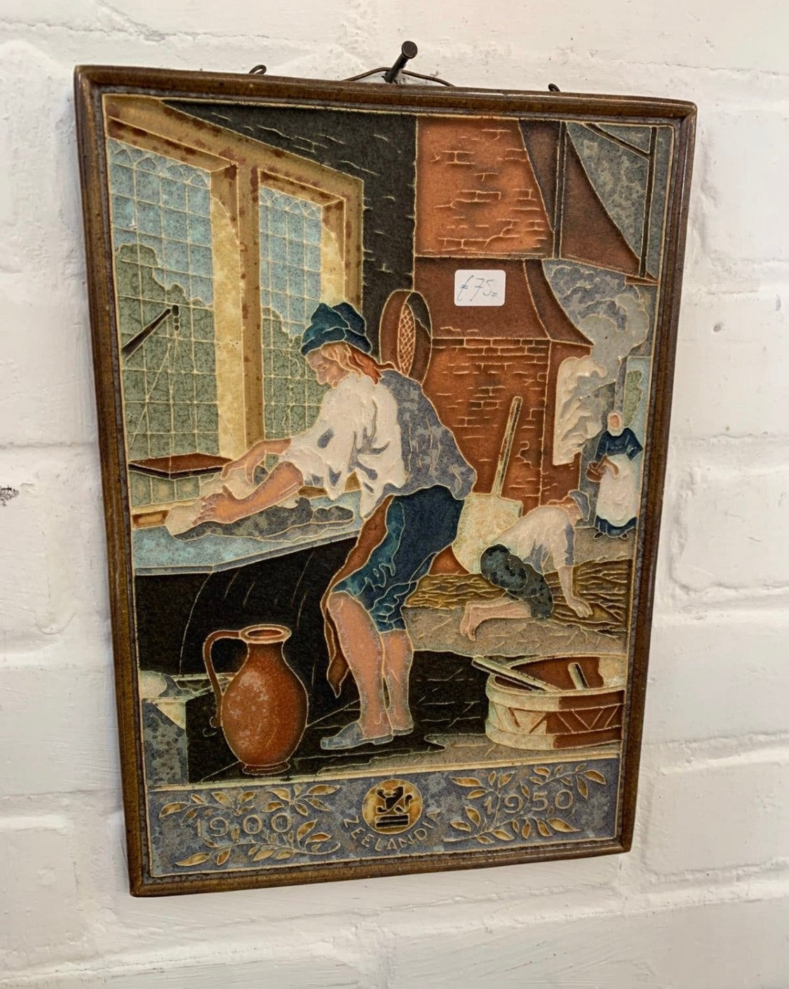 Delfts cloisonné tegel porseleinen fles herdenking tegel 50, Ophalen of Verzenden