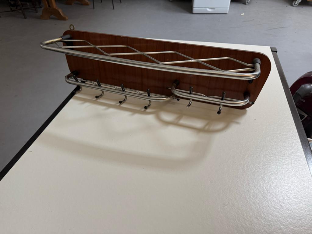 Vintage wandkapstok met hoedenrek en haken, Gebruikt, ., ., .