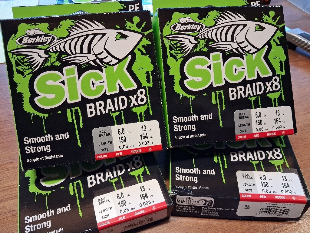 Berkley Sick Braid X8 (Red) 150m/0.08mm...6.0 kilo, Tinstraat, Nieuw, Ophalen of Verzenden, Info@purefishing.com