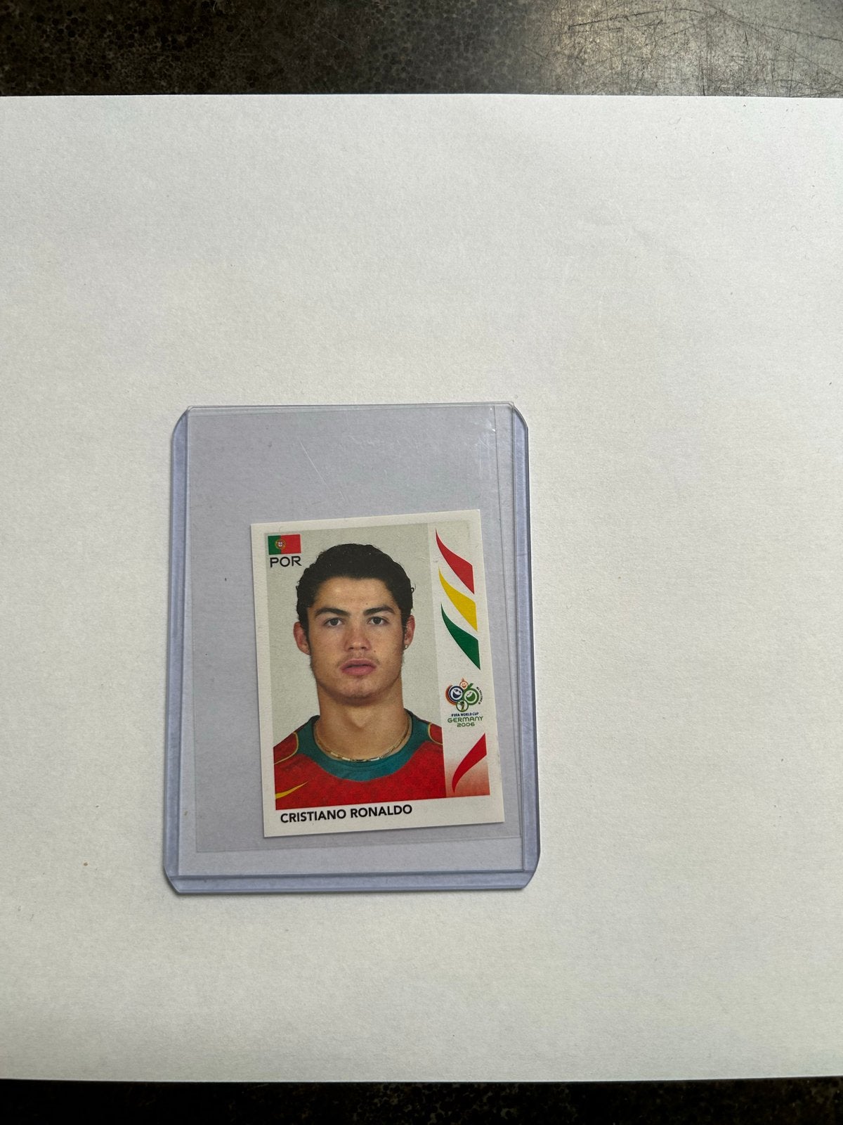 Cristiano Ronaldo Panini WK 2006 Rookie Sticker Zeldzaam, Ophalen of Verzenden, Zo goed als nieuw, Sticker