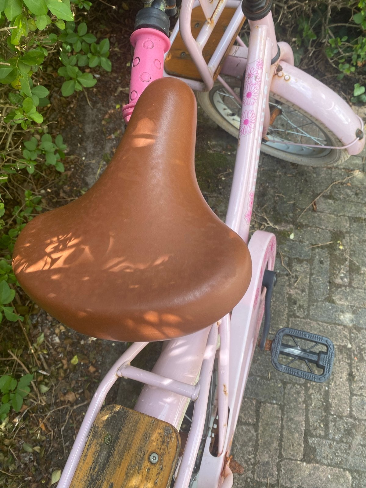 Gratis! Roze kinderfiets Supersuper Cooper 16 inch, Ophalen, Gebruikt, Terugtraprem, 16 tot 20 inch