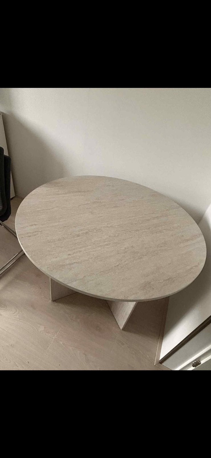 Eettafel travetijn gratis afhalen, Huis en Inrichting, Ophalen, 100 tot 150 cm, Rond, Zo goed als nieuw