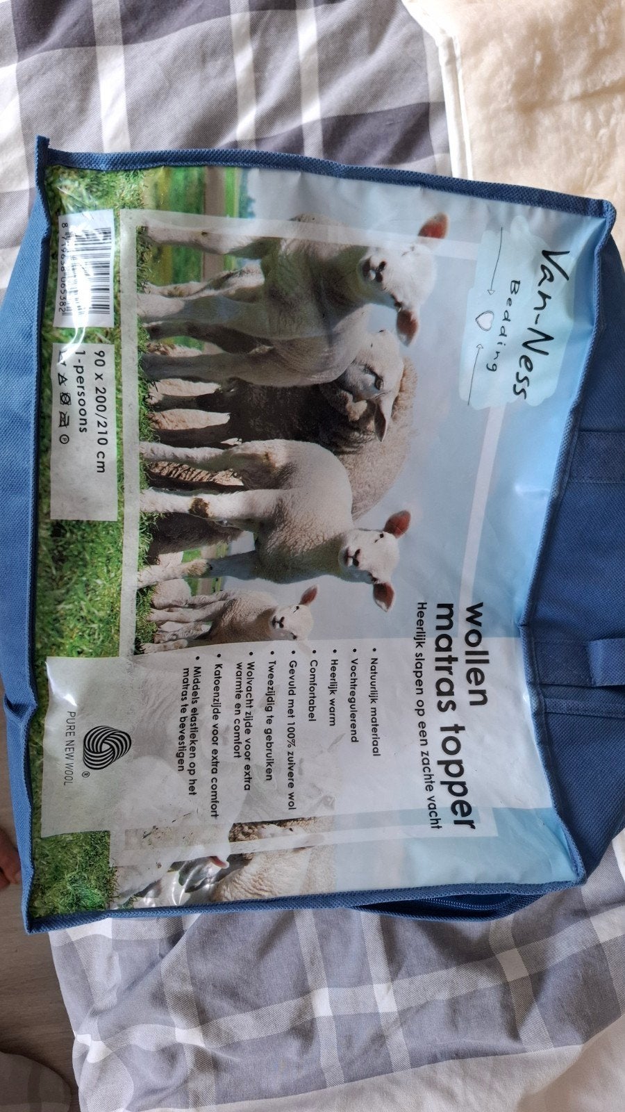 Van-Ness Wollen Matras Topper 90x200/210 cm, Ophalen, 90 cm, Eenpersoons, Zo goed als nieuw