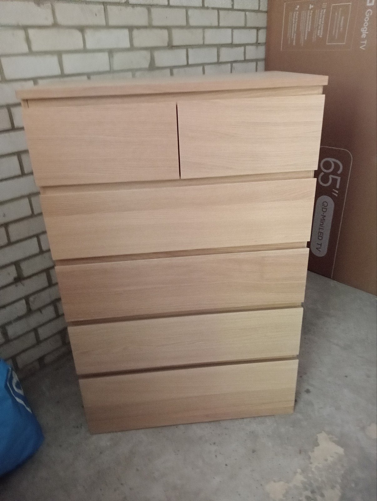 Houten ladekast met 6 laden, Ophalen, Gebruikt, 100 tot 150 cm, 50 tot 100 cm