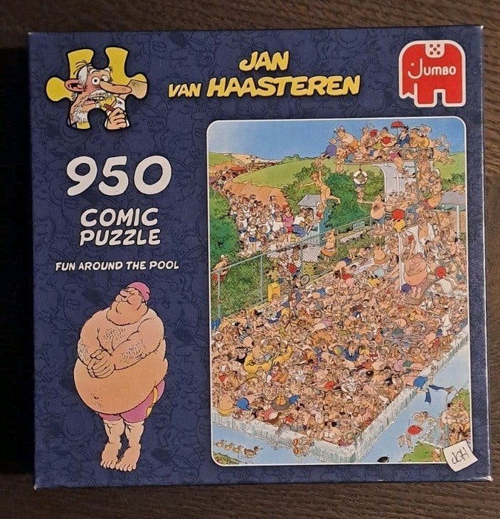 Jan van Haasteren legpuzzel - Fun Around the Pool, Ophalen of Verzenden, 500 t/m 1500 stukjes, Zo goed als nieuw, Legpuzzel