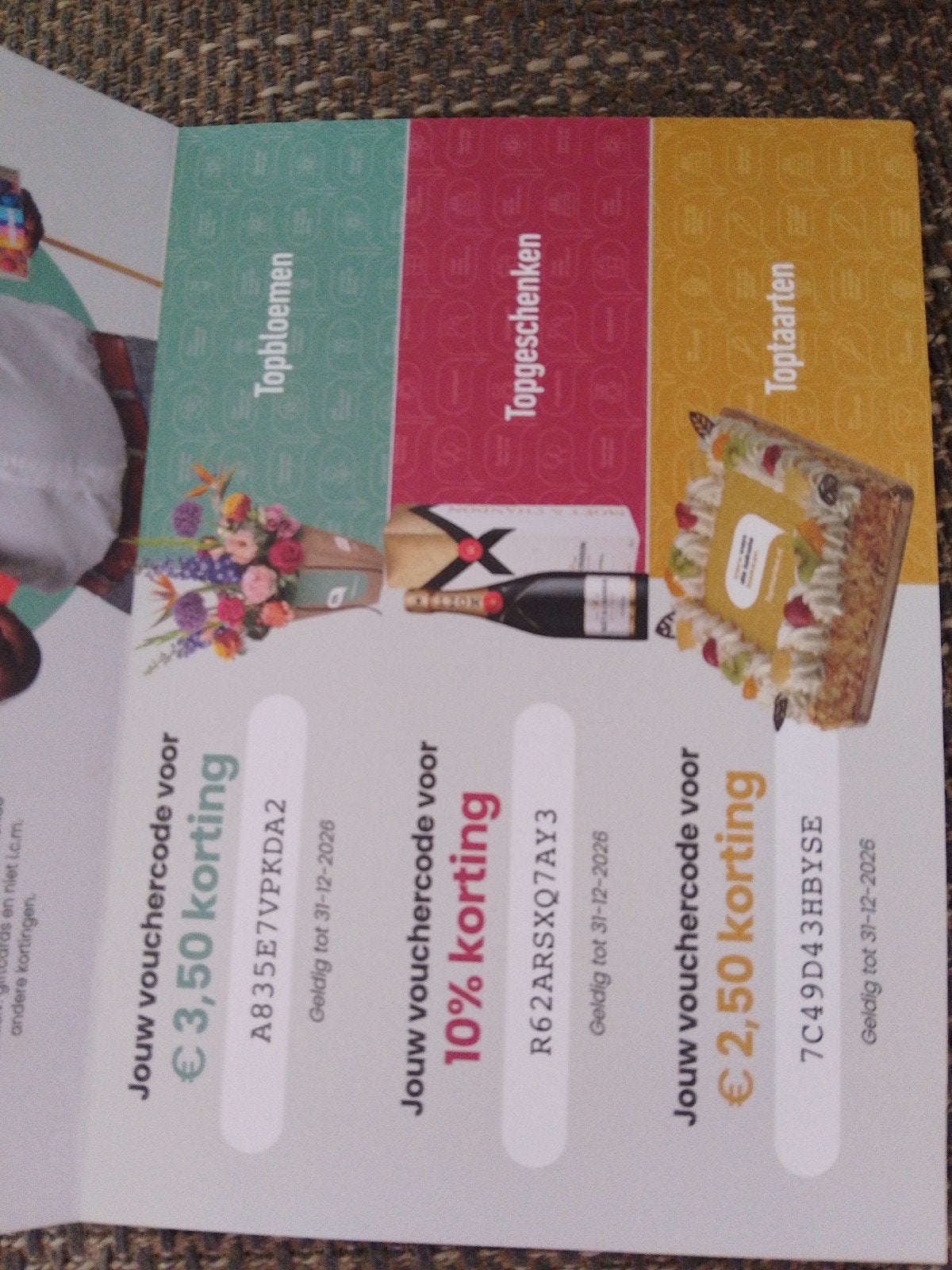 Kortingscode voor Topbloemen, Topgeschenken en Toptaarten, Tickets en Kaartjes, Drie personen of meer, Kortingsbon, Overige typen