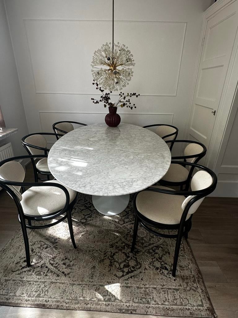 Ovale eettafel met marmeren blad en tulpvoet, Ophalen, Overige materialen, Klassiek, Eero Saarinen, Gebruikt