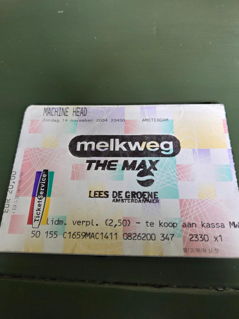 Concertkaart Machine Head Melkweg 2004, Ophalen of Verzenden, Zo goed als nieuw, Overige typen
