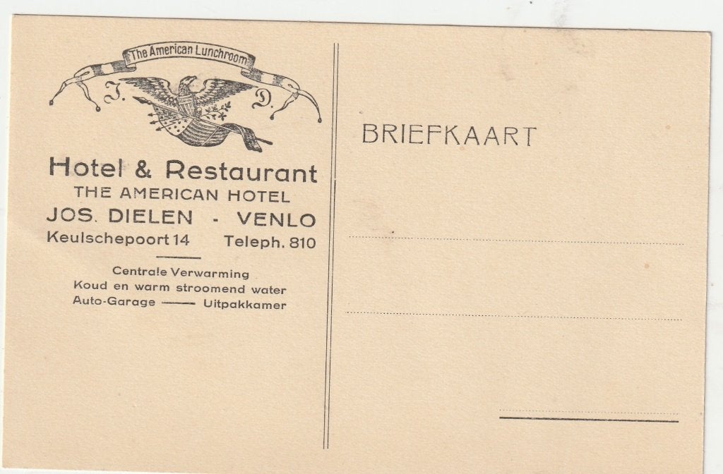 Venlo (L) - Briefkaart Hotel en Restaurant Jos Dielen., Ophalen of Verzenden, Voor 1920, Ongelopen, Limburg