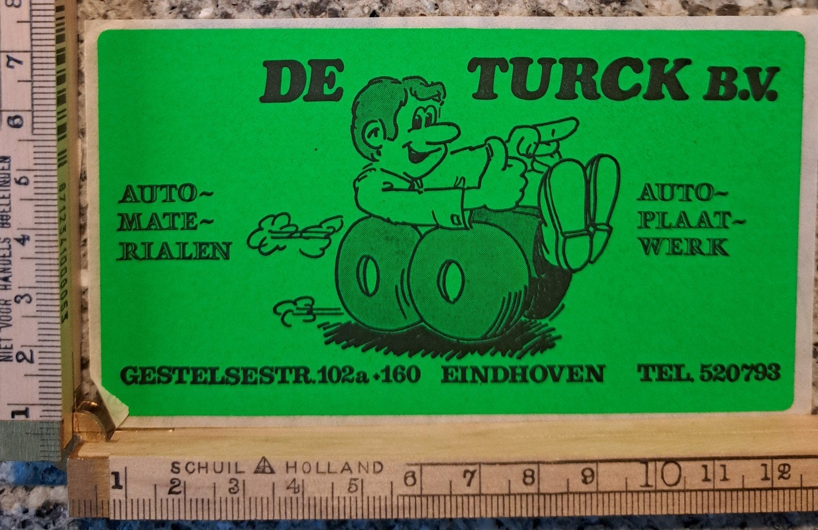 Vintage groene sticker De truck bv Eindhoven strip, Ophalen of Verzenden, Zo goed als nieuw