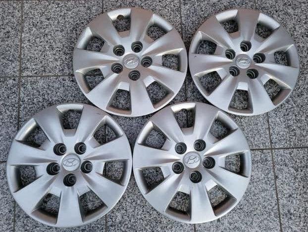 4 Hyundai wieldoppen 15 inch Origineel (129):, Auto diversen, Wieldoppen, Ophalen of Verzenden, Zo goed als nieuw