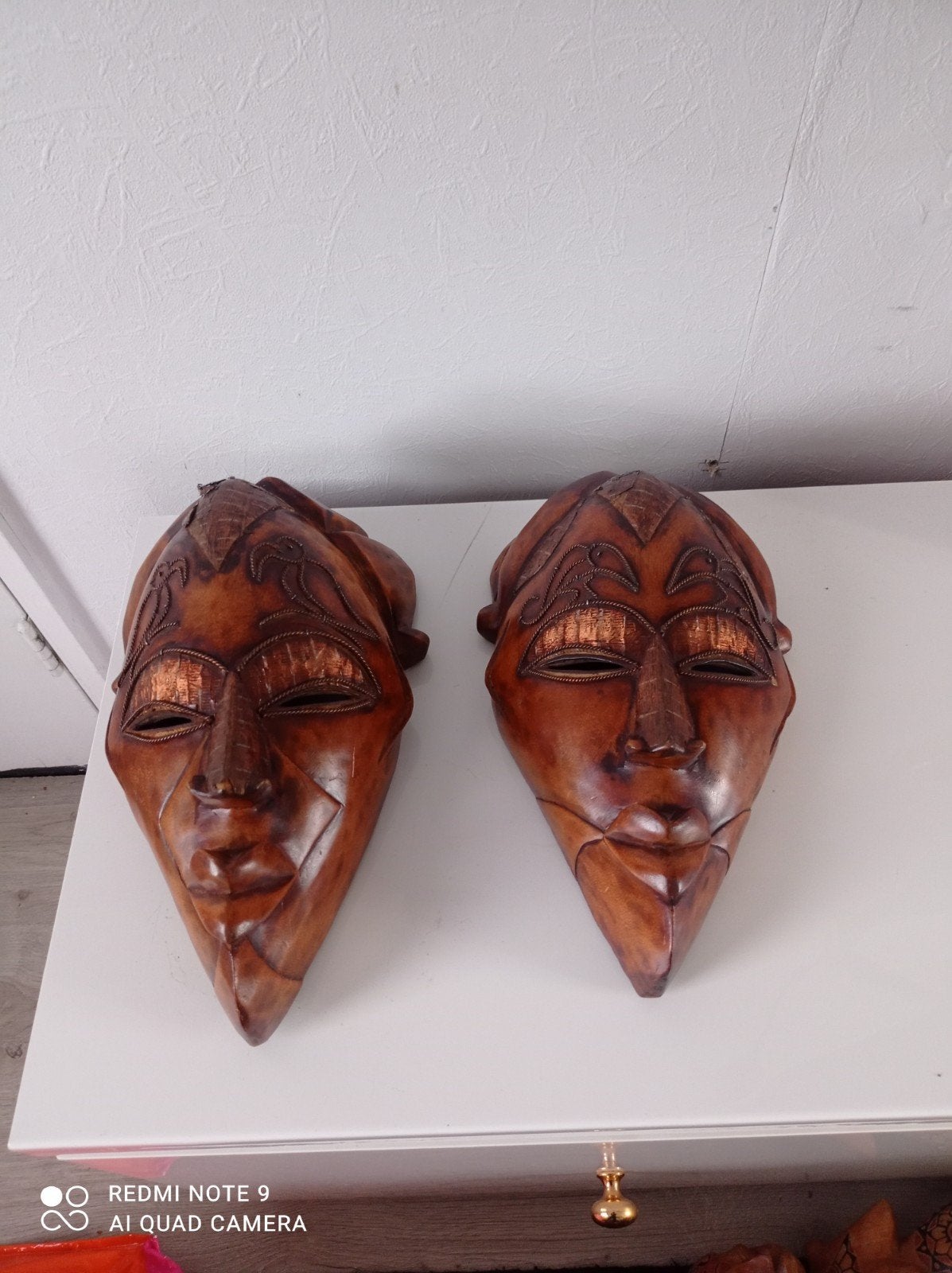 fraai Vintage wand Afrikaans houten masker, Ophalen of Verzenden