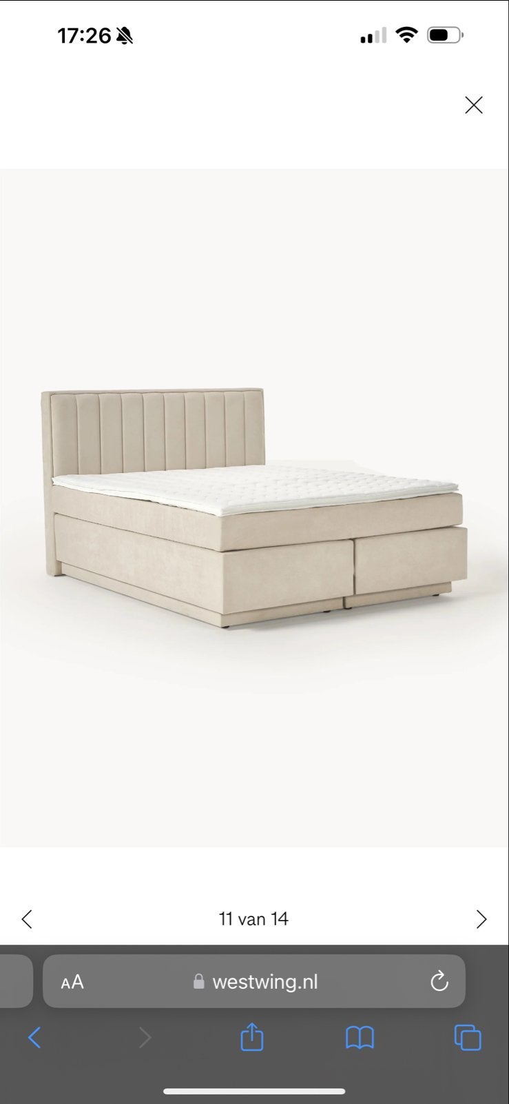 Zo goed als nieuw tweepersoons boxspringbed 160x200, Ophalen, Beige, Tweepersoons, Zo goed als nieuw