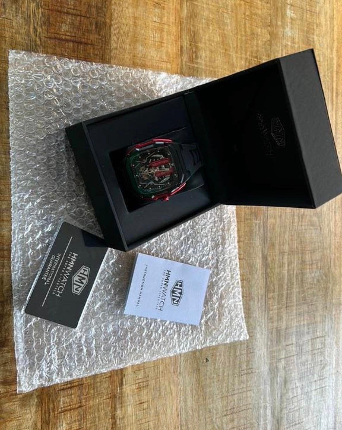 HMNWATCH V12 Prestige Herenhorloge - Zwart/Rood, Overige merken, Staal, Polshorloge, Nieuw