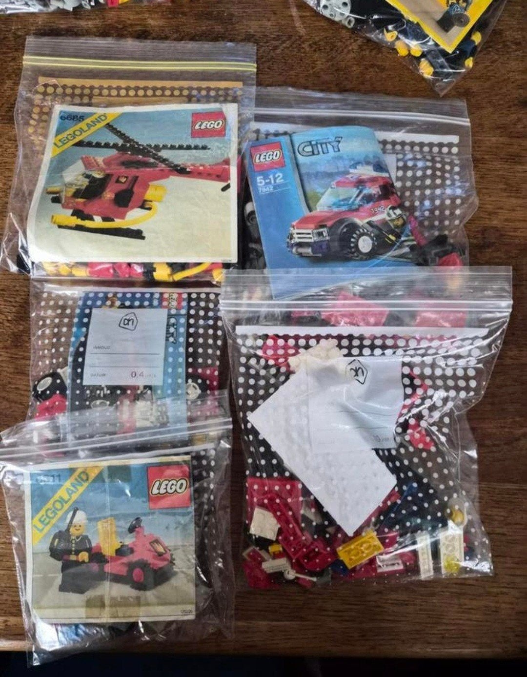 5 sets LEGO Brandweer (6611, 6685, 6593, 7942, 7241), Ophalen of Verzenden, Gebruikt