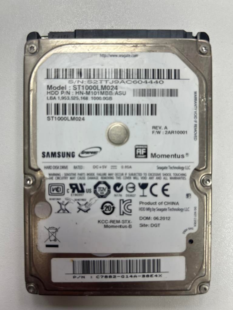 Samsung Spinpoint M8 ST1000LM024 1TB HDD, Intern, Gebruikt, Ophalen of Verzenden, Laptop