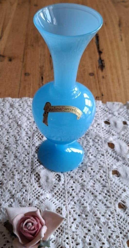 Italiaanse blauw opaline vaasje, Opalina Florentina, Ophalen of Verzenden