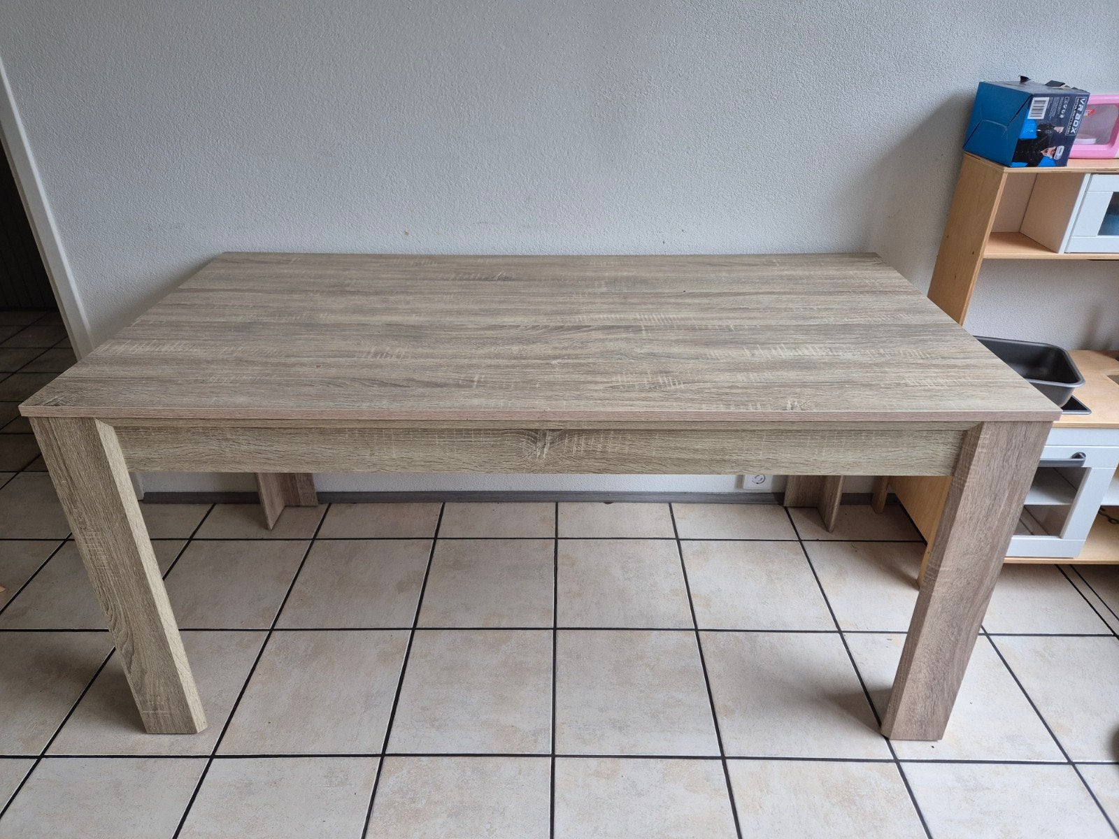 Eettafel houtkleur grijs ikea, Ophalen, Gebruikt, 50 tot 100 cm, Vier personen