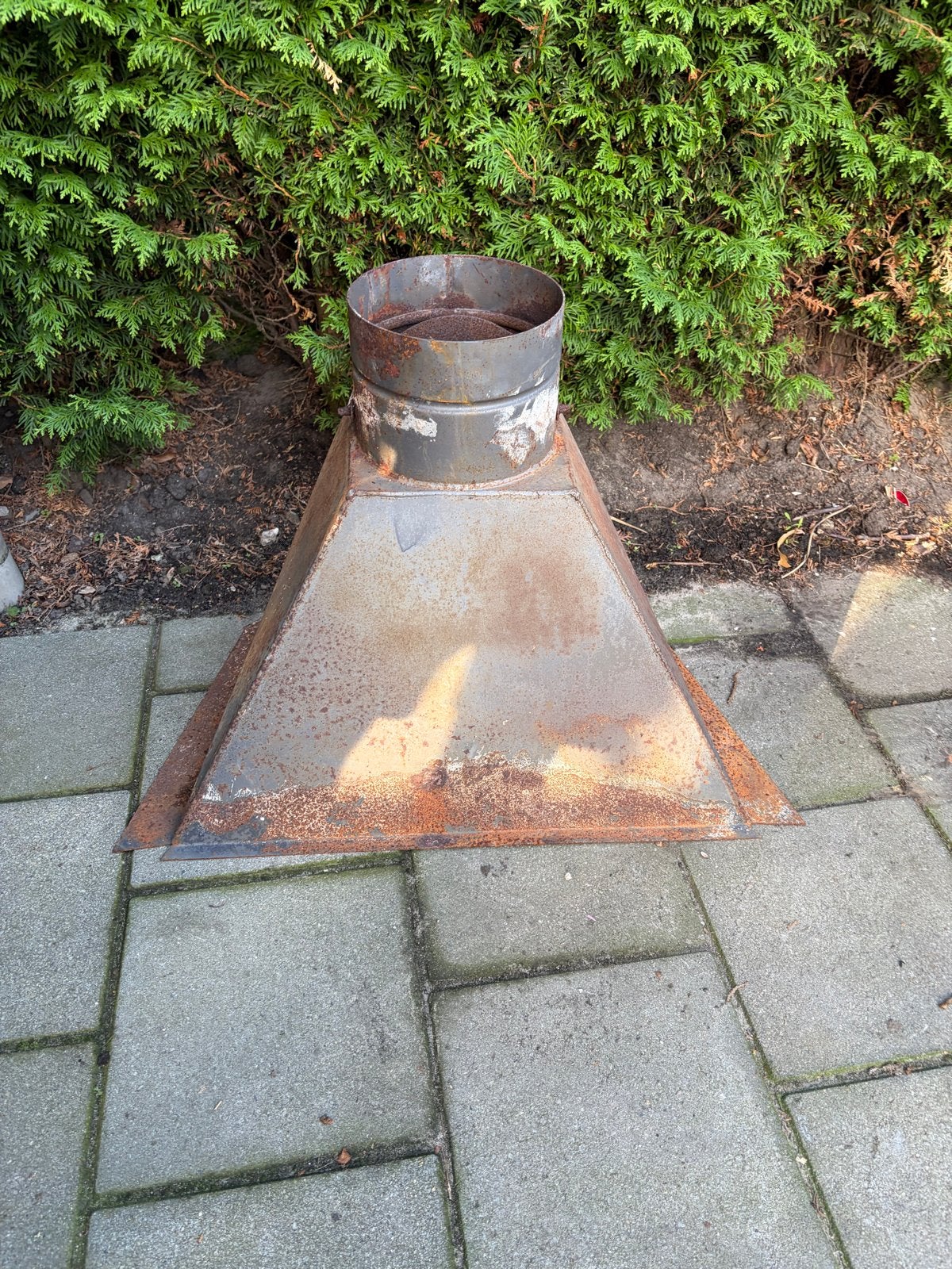 Stalen rookkap met klep, Ophalen, Gebruikt, Vrijstaande haard, Houthaard