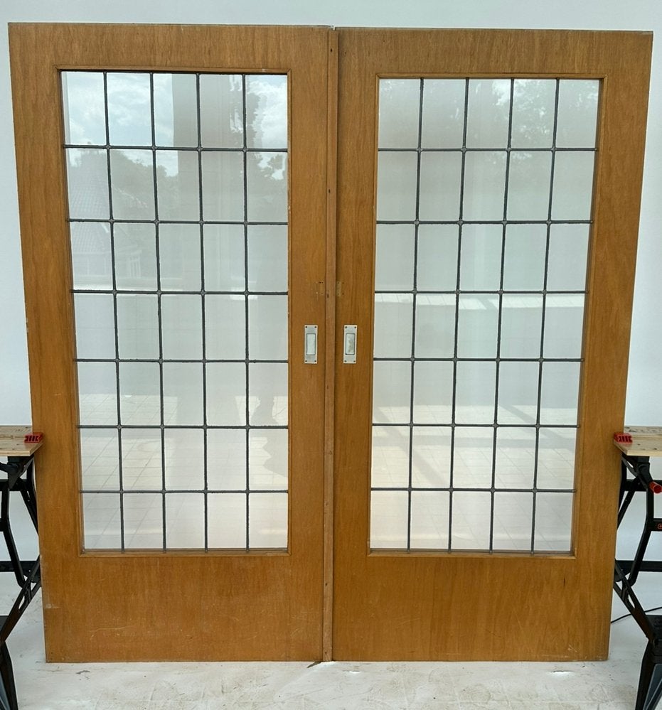 200x93 set ensuite schuifdeuren met glas in lood evt 2e set, Doe-het-zelf en Verbouw, Deuren en Horren, Ophalen, Gebruikt, 80 tot 100 cm