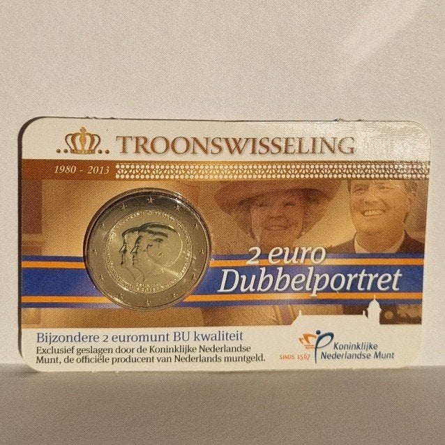 2 Euro 2013 Dubbelportret Coincard BU - Troonswisseling, Ophalen of Verzenden, Koningin Beatrix, Euro's
