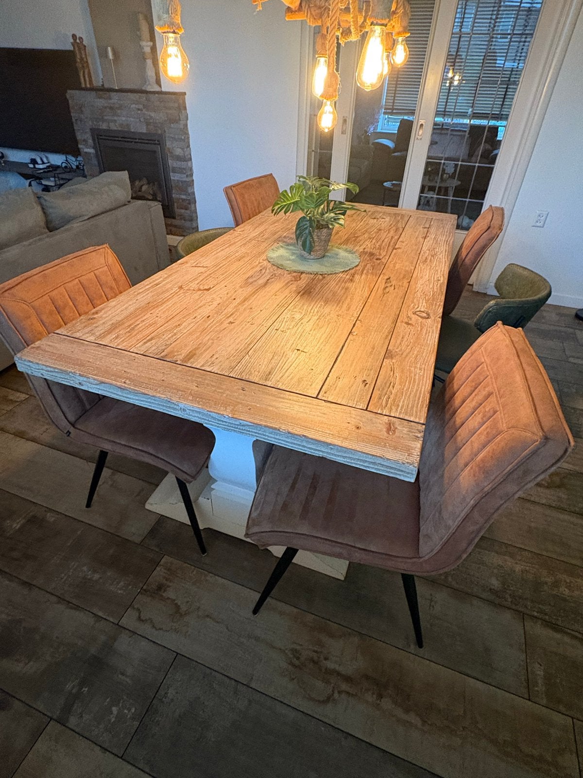 Super mooie klooster tafel met witte poten - 200 x 100cm, Ophalen, Gebruikt, 50 tot 100 cm, Landelijk
