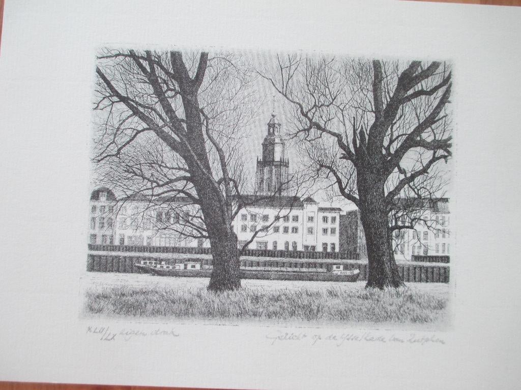 etsen, Antiek en Kunst, Ophalen, Stadsgezicht, Ets