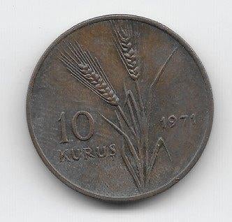 Turkije 10 kurus 1971 KM# 891.2, Verzenden, Midden-Oosten, Losse munt