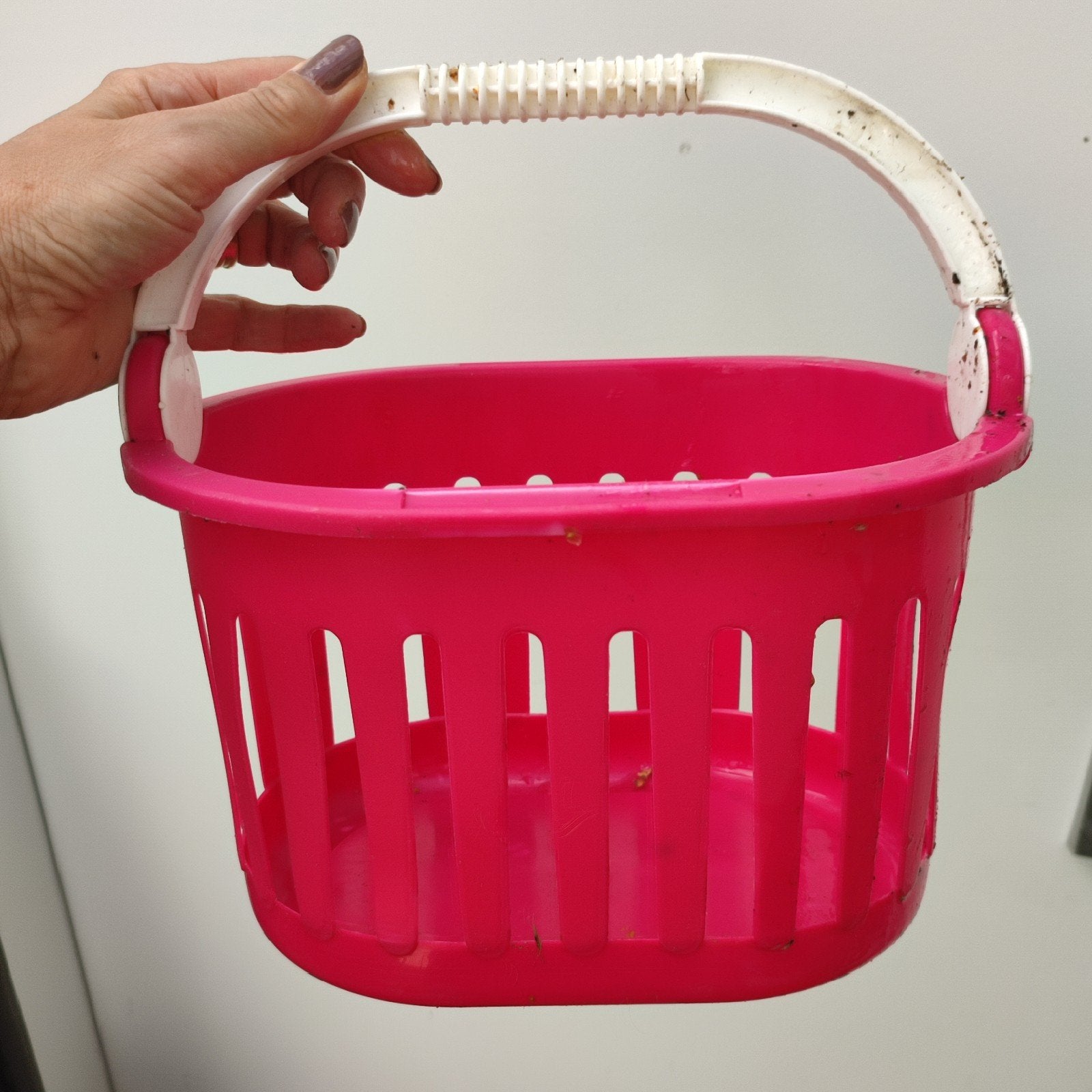Fuchsia roze fietsmandje voor kinderfiets met hengsel, Ophalen of Verzenden, Gebruikt