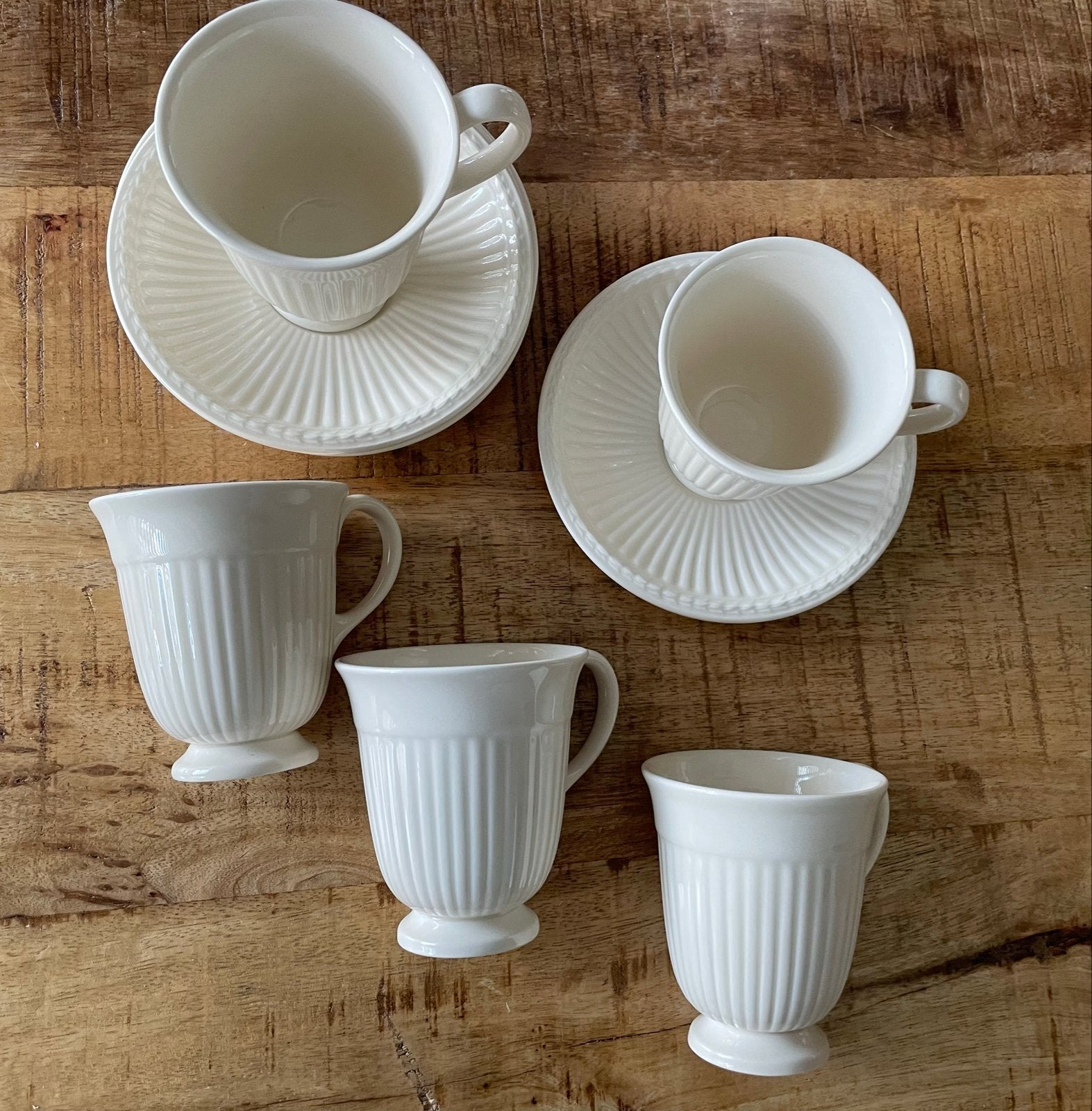 Wedgwood Edme: 5 bekers en bijpassende schotels, Antiek en Kunst, Ophalen of Verzenden