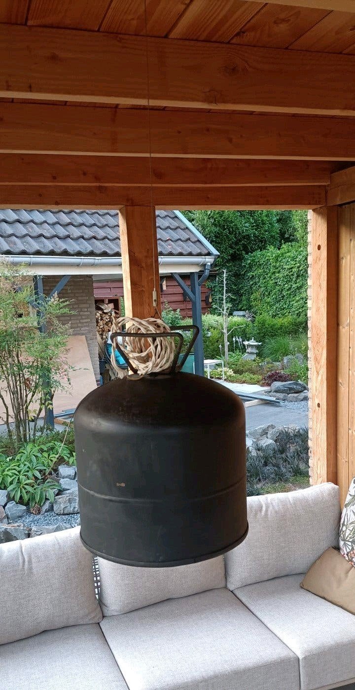 Unieke industriële hanglamp - Zwart metaal, Tuin en Terras, Ophalen, Gebruikt, Minder dan 50 watt, Netvoeding