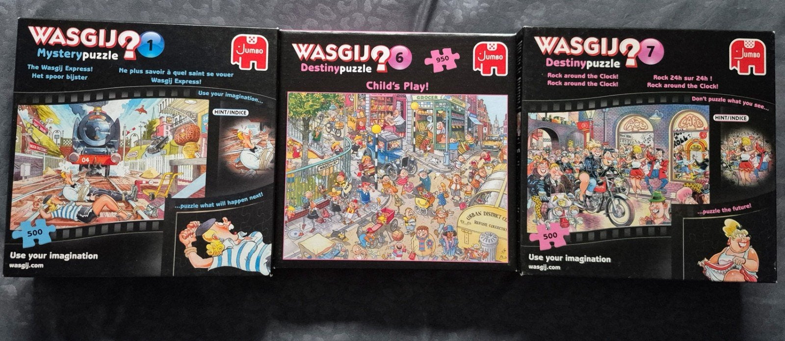 Wasgij Puzzels - Set van 3 (Mystery, Destiny, Original), Ophalen of Verzenden, 500 t/m 1500 stukjes, Gebruikt, Legpuzzel