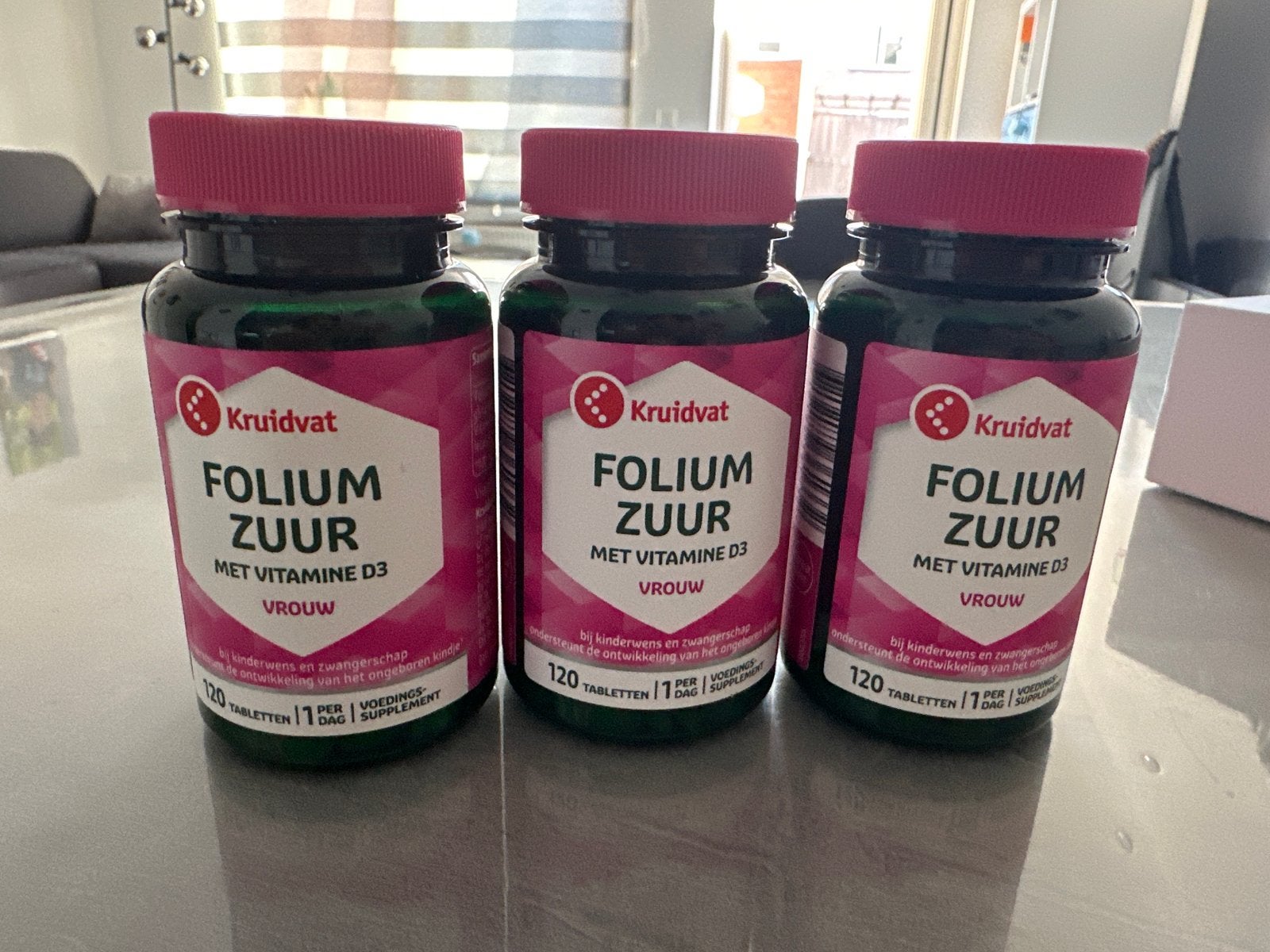 Kruidvat Foliumzuur met Vitamine D3 Vrouw (3x 120 tabletten), Ophalen of Verzenden, Nieuw, Poeder of Drank
