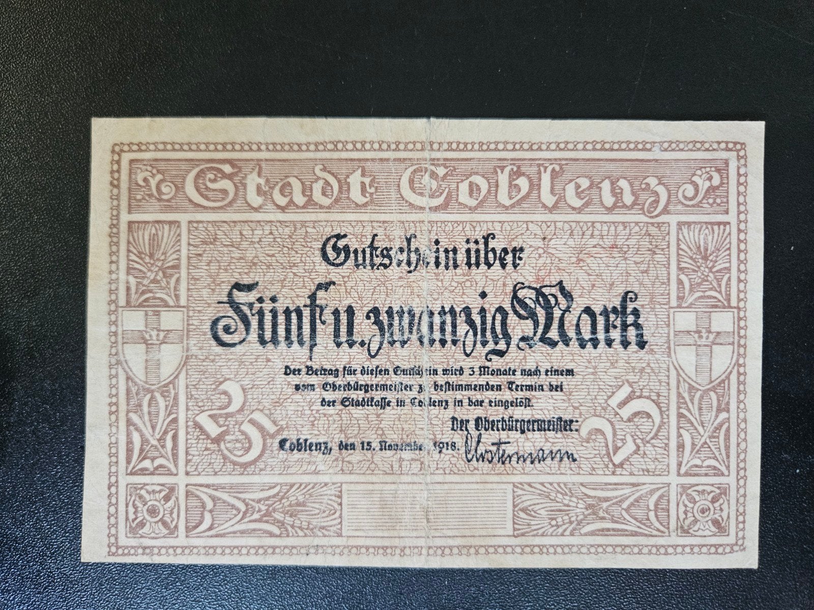 Duitsland Coblenz Rheinland 1918, Ophalen of Verzenden, Duitsland, Los biljet