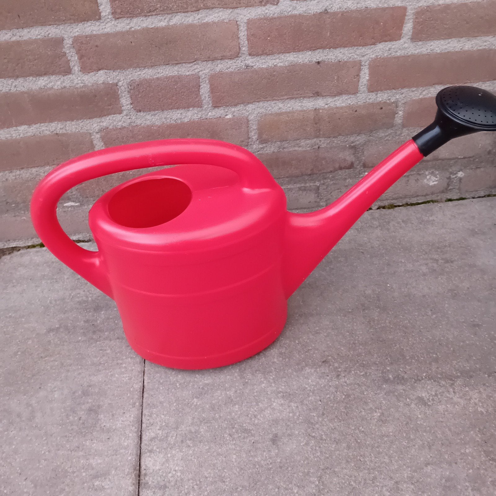 Rode gieter met zwarte sproeikop, Ophalen of Verzenden, Zo goed als nieuw, Kunststof