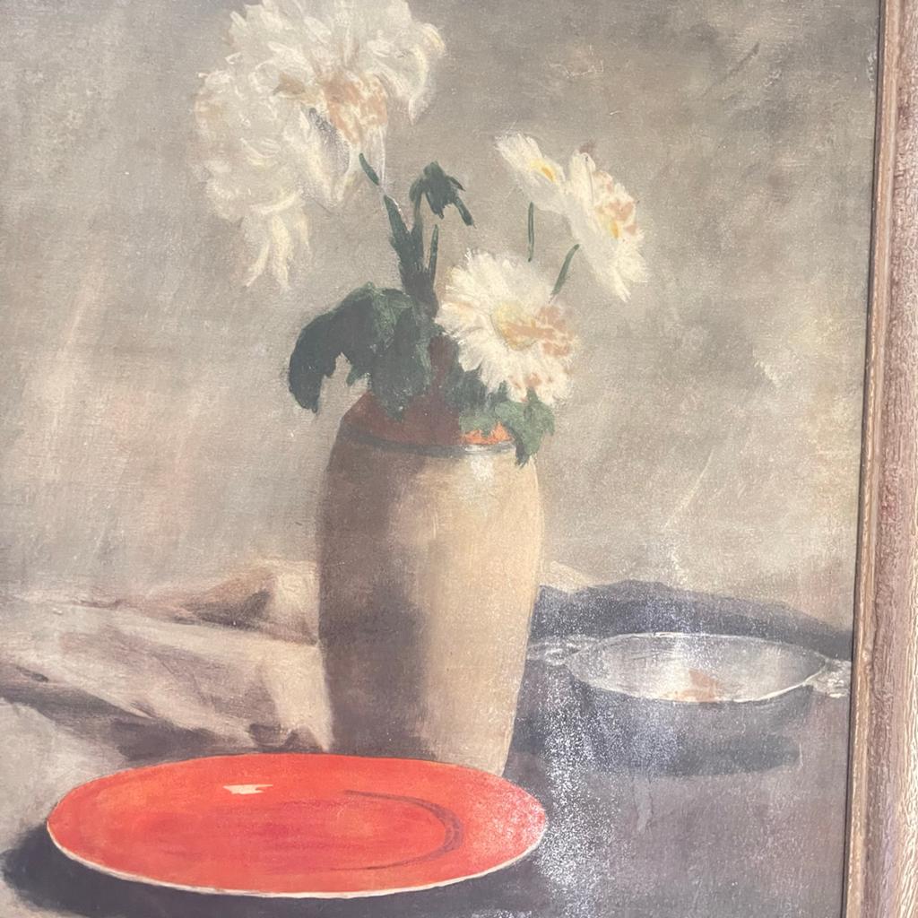 Olieverf op paneel: Stilleven met bloemen en schaal, Ophalen of Verzenden